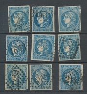 Lot De 9 Bordeaux N°46 20c Bleu. Qualité TTB, TB. L88 - 1870 Ausgabe Bordeaux