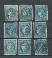 Lot De 9 Bordeaux N°46 20c Bleu. Qualité TTB, TB. L86 - 1870 Uitgave Van Bordeaux