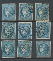 Lot De 9 Bordeaux N°46 20c Bleu. Qualité TTB, TB. L93 - 1870 Ausgabe Bordeaux