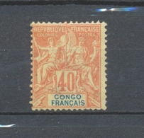 Colonie Française CONGO N°21 40c Rouge Orange Neuf * Cote 70€. TB. N3177 - Ungebraucht