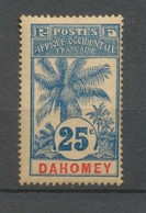 Colonies Dahomey Palmier N°24 25c Bleu Neuf * Cote 22€ N3202 - Ongebruikt