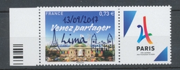 France 2017 N°5144A JO PARIS 2024 Surchargé LIMA Neuf Luxe ** N3406 - Nuevos