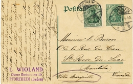 Entier Allemand Posté à PFORZHEIM BADE 1911 N72 - Autres & Non Classés