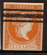 Espagne N°44 12c Orange Oblit. Barre. NSG. P121 - Sonstige - Europa