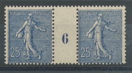 MILLESIME 6 Sur Semeuse Lignée N°132, 25c. Bleu NEUF*, TB COTE 300€ P1339 - Millesimi