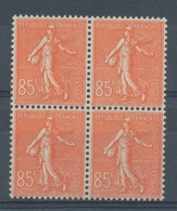 FRANCE Bloc De 4 N°204, 85c. Rouge Semeuse Lignée NEUF LUXE ** COTE 108€ P1540 - Unused Stamps