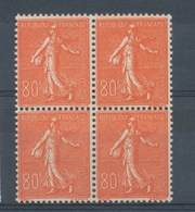 FRANCE Bloc De 4 N°203, 80c. Rouge Semeuse Lignée NEUF LUXE ** COTE 240€ P1539 - Unused Stamps