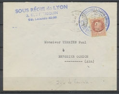 1942 Env. 1f50 Pétain Cachet Commissariat à La Lutte Zèle De Franchise P1872 - Guerra Del 1939-45