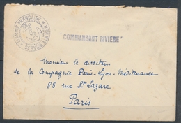 Enveloppe Griffe COMMANDANT RIVIERE + SERVICE à LA MER. TB. P1886 - 1877-1920: Semi Modern Period