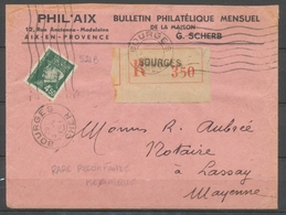 1943 Lettre En Recommandé Mécanique D'Aix En Provence Pour Lassay Rare P1879 - 1877-1920: Semi-Moderne
