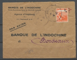 Lettre Par Avion Avec N°750 Obl POSTE NAVALE Haïphong Rare P2582 - Army Postmarks (before 1900)