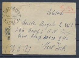 1944 Enveloppe Affranchie Au Verso Prisonnier Italien AUX USA + Censure P2970 - Guerra De 1939-45