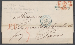 1872 Lettre De Hambourg Pr Paris Avec CAD Bleu Allemagne AVRNC. PARIS BLEU P3014 - Marques D'entrées