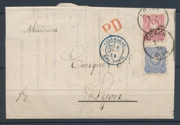 1875 Lettre à 30pf De Cologne Pour Lyon +PD Rge + Cad Bleu Allemagne Sup P3015 - Guerra De 1870