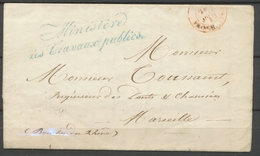 1840 Lettre Franchise Ministère Des Travaux Publics + Cachet Rouge P3115 - Lettres Civiles En Franchise