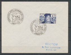 9 Juillet 1952 1er Jour Congrès Intl Leonard De Vinci Cote 850 € P3583 - Unclassified