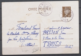 1942 Sur EP Très Rare Cachet Du Bureau Temporaire LA MADELEINE ALLIER P3758 - WW II