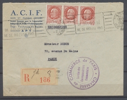 1942 Lettre En Reco à 4F50 Cachet Violet Chambre De Commerce De Paris RR P3759 - Guerra De 1939-45