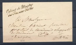 1830 Lettre En Franchise Griffe Cabinet Du Ministre Des Travaux Publics P4077 - Burgerlijke Brieven Zonder Portkosten