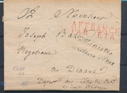 1808 Lettre En Franchise Avec Griffe Ministre Secrétaire D'état P4085 - Cartas Civiles En Franquicia