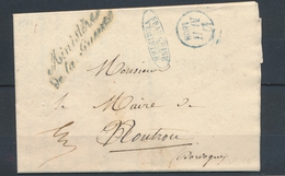 1838 Lettre En Franchise Griffe Ministère De La Guerre + Verif. Franchise P4091 - Civil Frank Covers