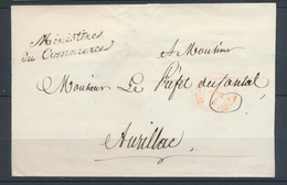 1832 Lettre En Franchise Griffe Ministère Du Commerce + CAD Rouge Verif P4092 - Lettres Civiles En Franchise