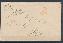 1847 Lettre En Franchise Griffe Ministère De La Guerre P4096 - Civil Frank Covers