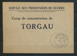 1945 étiquette Rare Camp De Concentration De TORGAU + CAD Besançon P4487 - Guerre De 1914-18