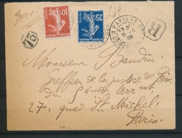 1909 Lettre Semeuse 10c +25c Obl Rue Du Rendez-vous De Paris Pr Paris P4486 - 1877-1920: Semi-Moderne