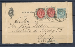1889 Danemark Entier CL 4 Ore Bleu + Paire 8 Ore Pr Paris P4508 - Europe (Other)