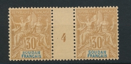 Colonie Soudan Millésime 4 N°11 30c Bistre Neuf * TB. Cote 450€. P4725 - Unused Stamps