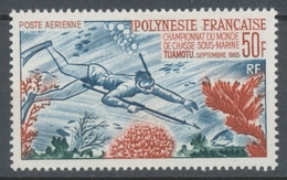 TIMBRE COLONIE POLYNESIE PA N°14 50f Chasse Ss Marine. Neuf * TB. P4800 - Unused Stamps
