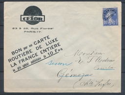 Enveloppe Illustrée CELOR Carte Routière De Luxe Préo 10c Outremer P4839 - 1877-1920: Periodo Semi Moderno