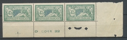 MERSON N°143 45c Vert Bande De 3 N** CDF RRR. W1002 - Neufs