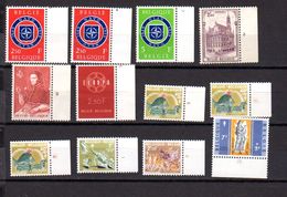 Belgique 1959, Timbres Neufs Avec Numéro De Planche Différents - ....-1960