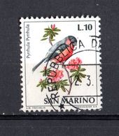 SAN  MARINO  :  Fauna Avicola - Ciuffolotto  L 10  Usato  Del. 30.06.1972 - Passeri