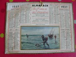 Almanach Des PTT . Calendrier Poste 1937. Pêche à La Crevette - Groot Formaat: 1921-40
