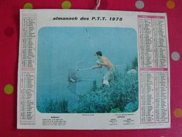 Almanach Des PTT. Cantal. Calendrier Poste 1975. Pêche En Loire, Pêche à La Caille. - Big : 1971-80