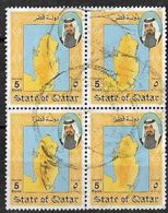 Qatar 1992 Sheikh Khalifa, Block Of 4 Used Stamps - Qatar