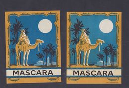 2 Anciennes étiquettes Alcool Algérie Vin Mascara Chameau Camel - Other & Unclassified