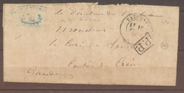 1871 Lettre T17 VALOGNES (48) + PP Noir + Cachet Bleu Du Petit Séminaire X1123 - Army Postmarks (before 1900)