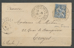 1903 Env. Mouchon France 25c., Obl. CONSTANTINOPLE-GALATA Rare Sur France. X1165 - Verzamelingen