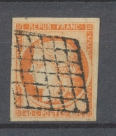 Timbre 40c. Orange N°5 Oblitération Grille, Belle Marge. Superbe. X1337 - 1849-1850 Cérès