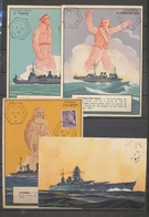1942-45 4 CP Obl SUFFREN, COLBERT, DUGUAY-TROUIN , HYDRAVIONS COMDT TESTE X1450 - Poste Maritime
