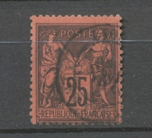 Classique Sage N°91 25c Noir Sur Rouge Type II N/U Oblitéré TB. X263 - 1876-1878 Sage (Typ I)