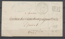 1871 Lettre CAD BAINS-EN-VOSGES + PP Affranchit Par Manque De Timbres X2673 - Guerra De 1870