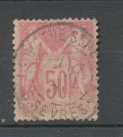 Classique Sage N°98 50c Rose Type II N/U Oblitéré TB. X280 - 1876-1878 Sage (Type I)