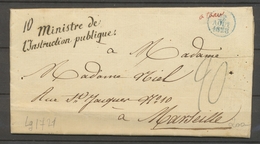 1828 Lettre En Franchise Griffe Ministre De L'instruction Publique X3032 - Frankobriefe