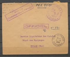 1950 Enveloppe Marine Franchise Griffe AVISO COMMANDANT DELAGE X3203 - Posta Marittima
