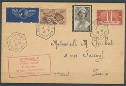 1936 Env. Grenoble Exposition 1er Service Postal Aérien 28/8-06/09 X3641 - 1877-1920: Semi-Moderne